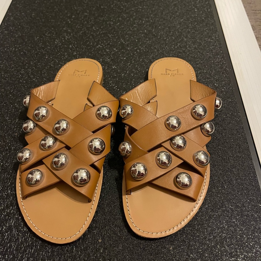 Marc Fisher Tan Sandals with Silver Accents